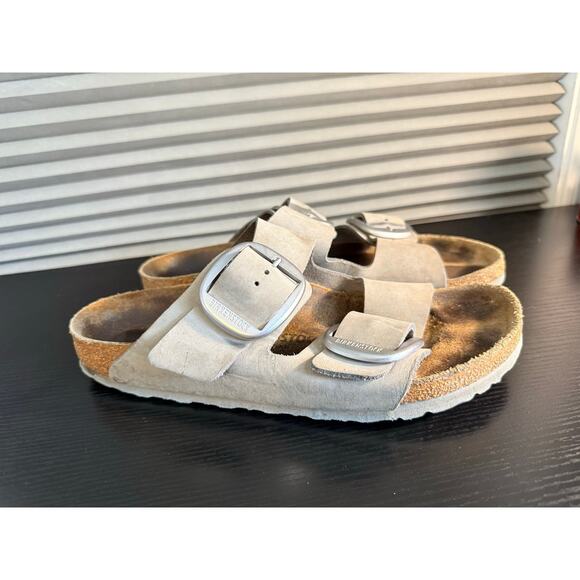 Birkenstock Arizona Cork Footbed Suede Leather Sandals Gray Taupe Size 42 main image 7